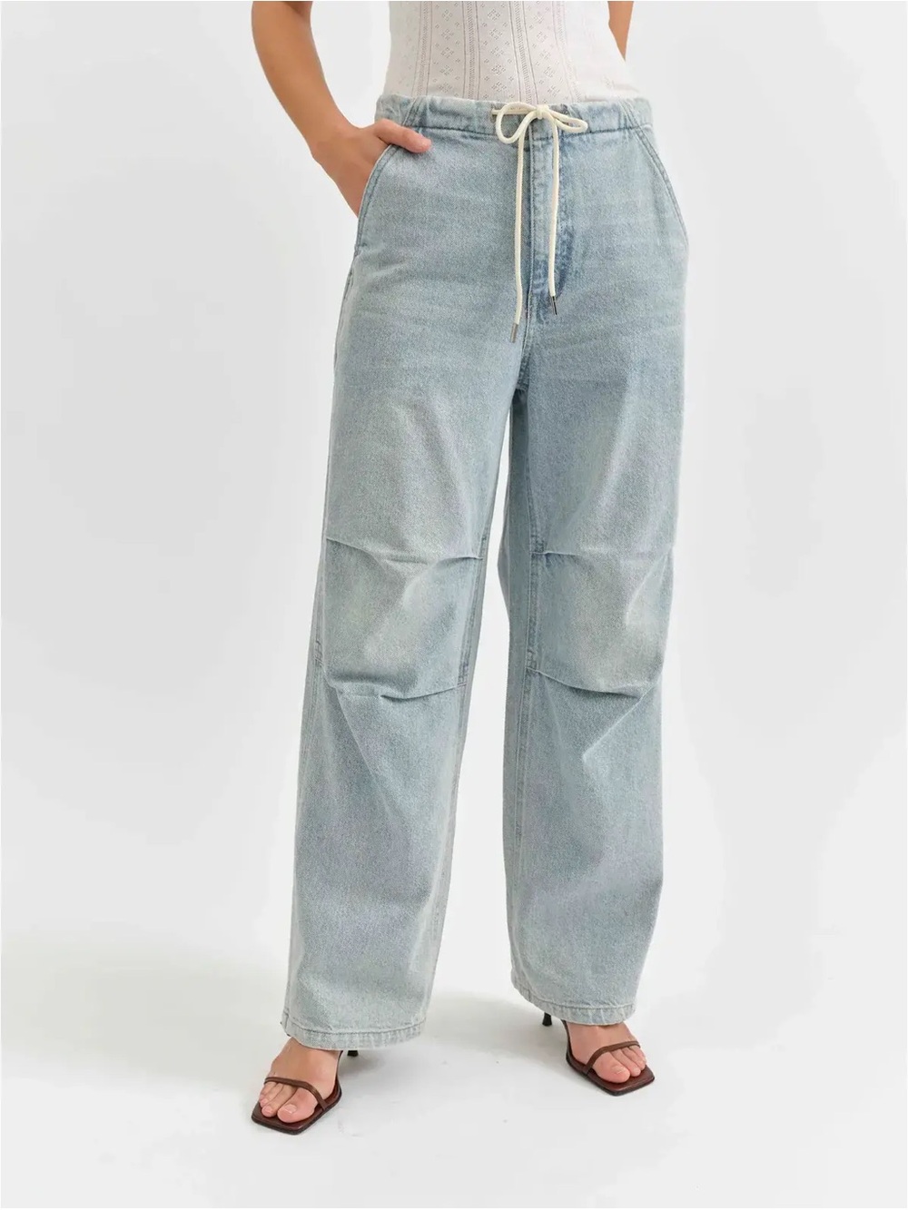 Daze Denim 100% Cotton Drawstring Waist Wide Leg Jetset Jeans size 28